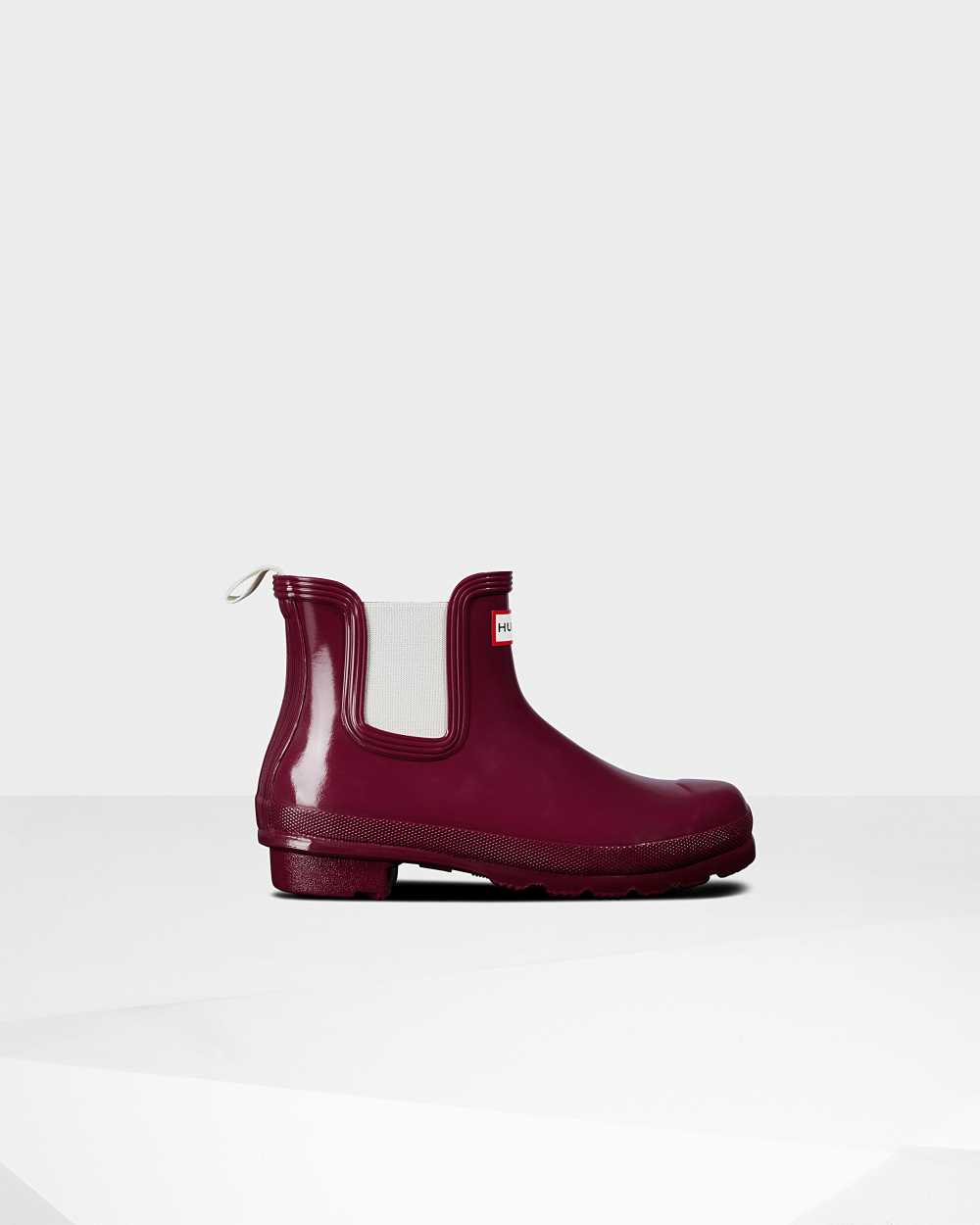 Hunter Original Gloss Women's Chelsea Boots NZ-04206P Claret/Red